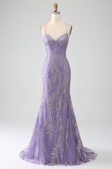 Sparkly Mermaid Lilla Abito Lungo Prom